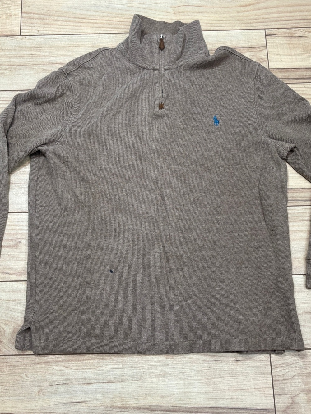 Ralph Lauren Brown Quarter-Zip Pullover with Blue Pony